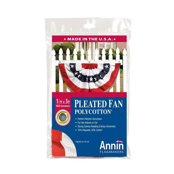 American Poly Cotton Patriotic Pleated Fan 18 x 36-inch Strong Heading Grommets - Picture 2 of 3